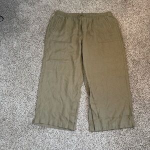 Athleta Retreat Olive Wide Leg  Linen Pants - 2X